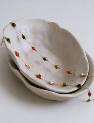 Boho Colorful Stone Bead Chain Necklace 6W6JNC1069