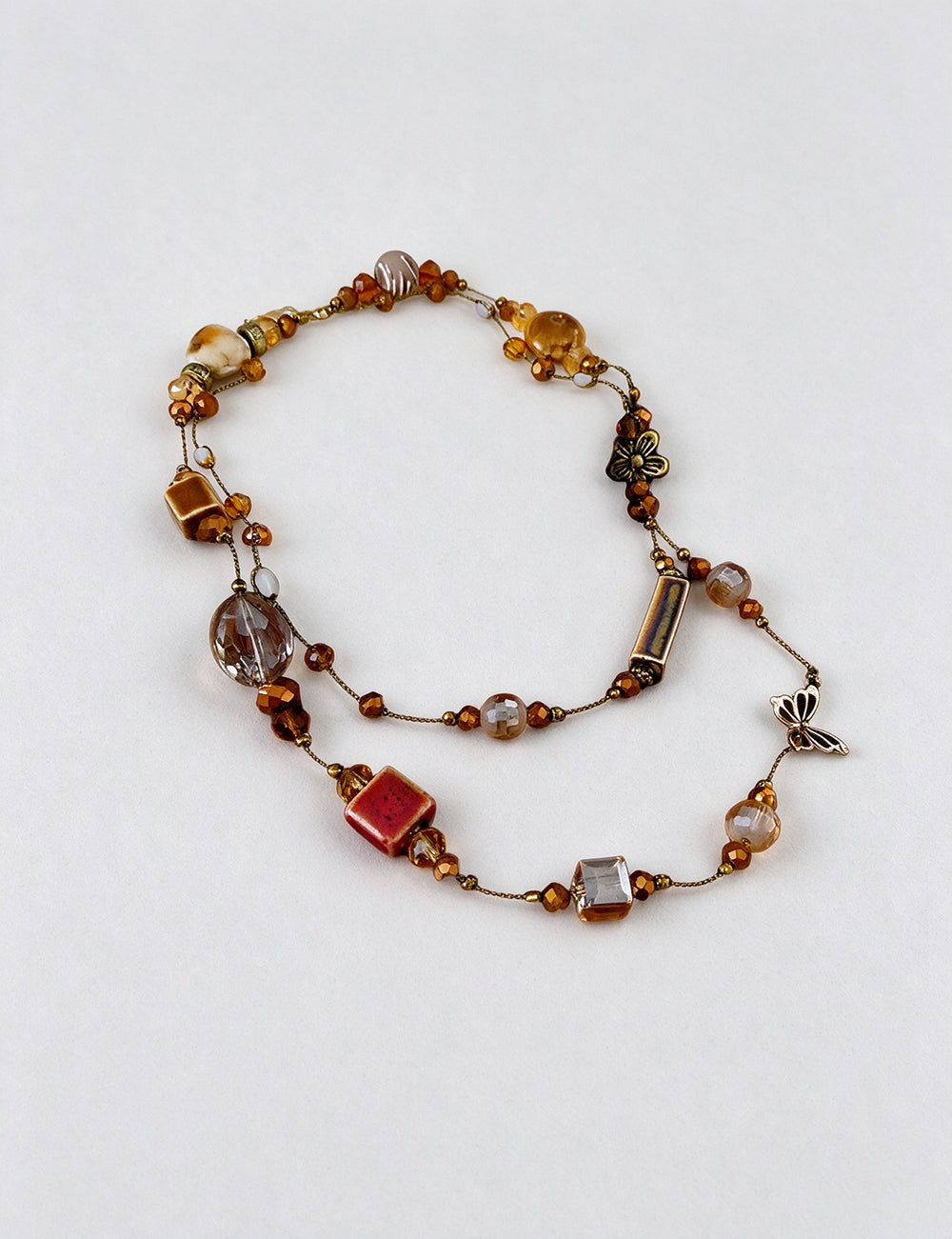 Elegant Ceramic Geometric Double Layer Beads Necklace 6W6JNC946