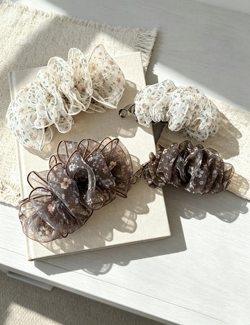 Floral Print Mesh Vertical Banana Hair Clip 6W6HCP1655