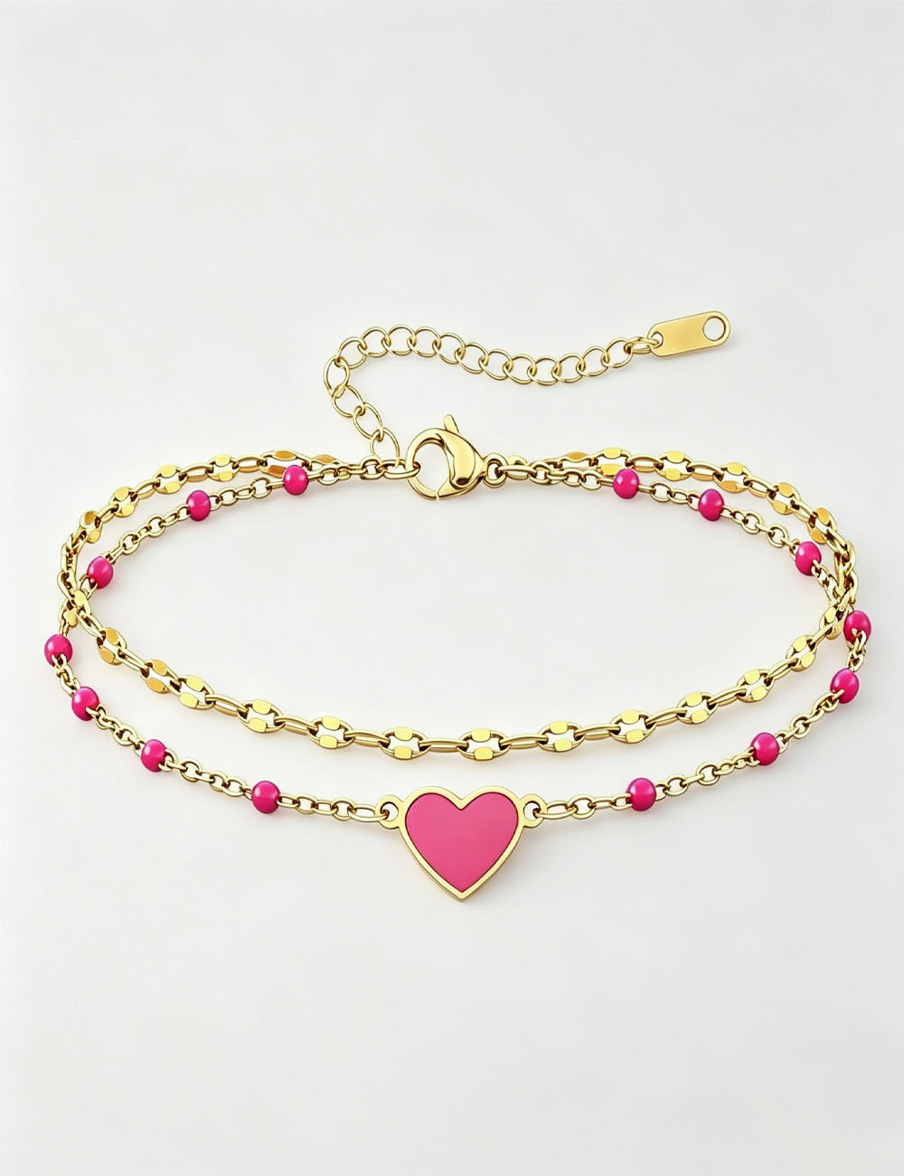 Heart Charm Beaded Bracelet - DippedShop Wholesale - #9779