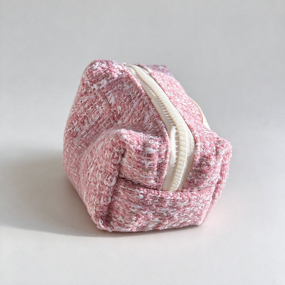Tweed Woven Cosmetic Bag - DippedShop Wholesale - #4803