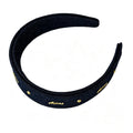 Vintage Metal Letter Studded Denim Wide Headband 6W6HBD307