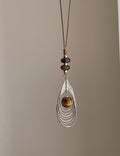 Stylish Hollow Feather Pendant Beaded Decor Necklace 6W6JNC681