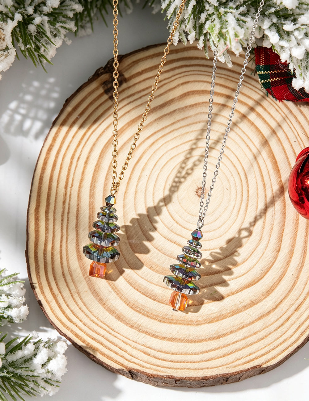 Stylish Crystal Christmas Tree Pendant Choker Necklace 6W6JNC879
