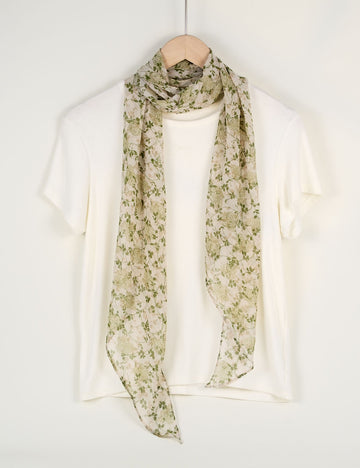 Fresh Solid Color Floral Print Silk Scarf 6W6NSI228