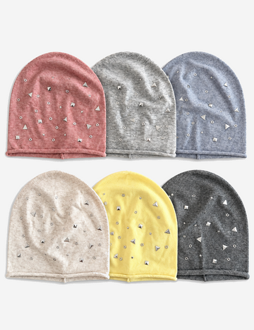 Stylish Metal Rivet Knit Beanie Hat 6W6HAT651