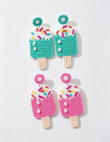 Bead Popsicle Stud Earrings - DippedShop Wholesale - #0643