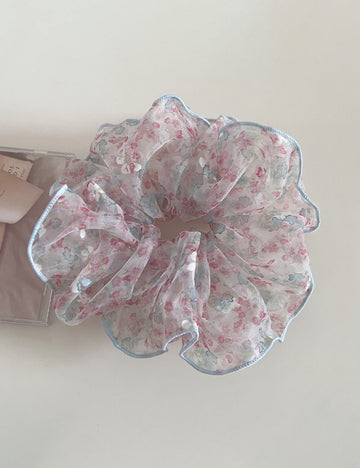 Sweet Flower Print Sheer Organza Hair Scrunchies MK2BW6W6HSR73