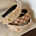 Woven Straw Argyle Diamond Headband 6W6HBD282