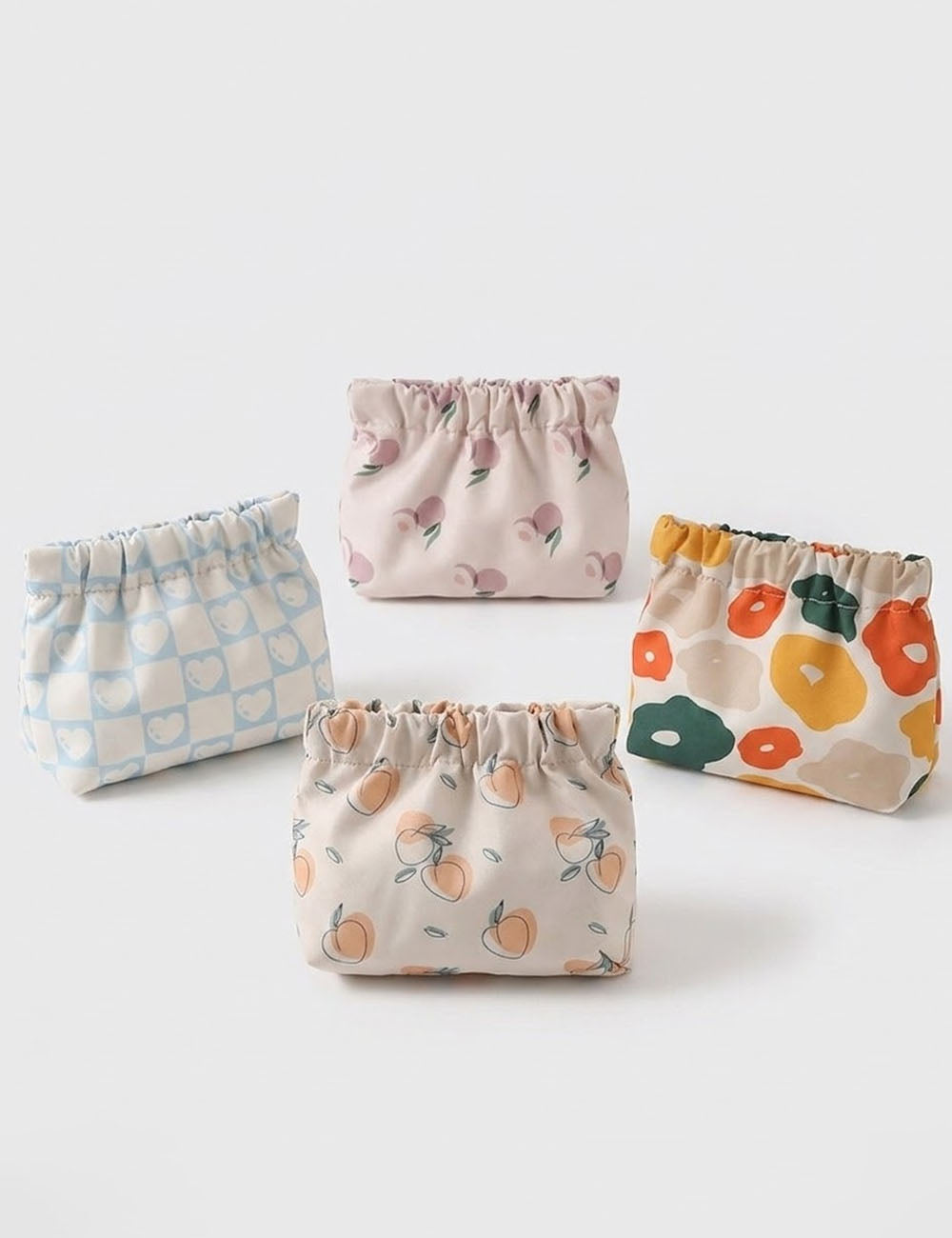Cute Peach Print Portable Mini Makeup Bag MK2BW6S10BOB122