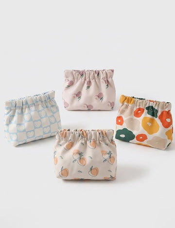 Cute Peach Print Portable Mini Makeup Bag MK2BW6S10BOB122