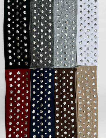 Metal Rivet Elastic Headband - DippedShop Wholesale - #3011