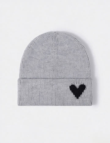 Heart Jacquard Knit Beanie - DippedShop Wholesale - #4931