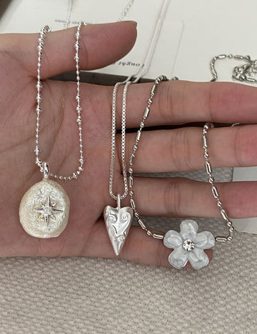 Sweet Floral Pendant Zirconia Necklace 6W6JNC649