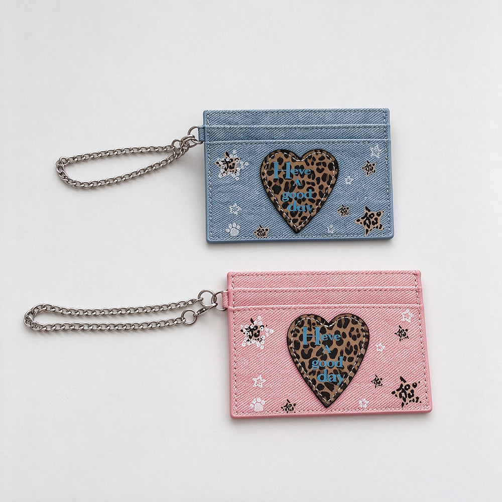 Leopard Heart Card Wallet - DippedShop Wholesale - #7507