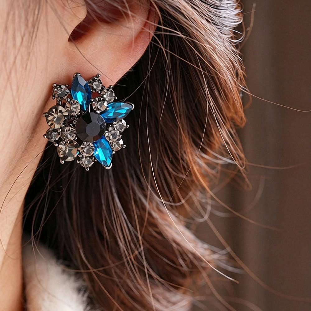 Gothic Crystal Flower Stud Earrings 6W6JER779