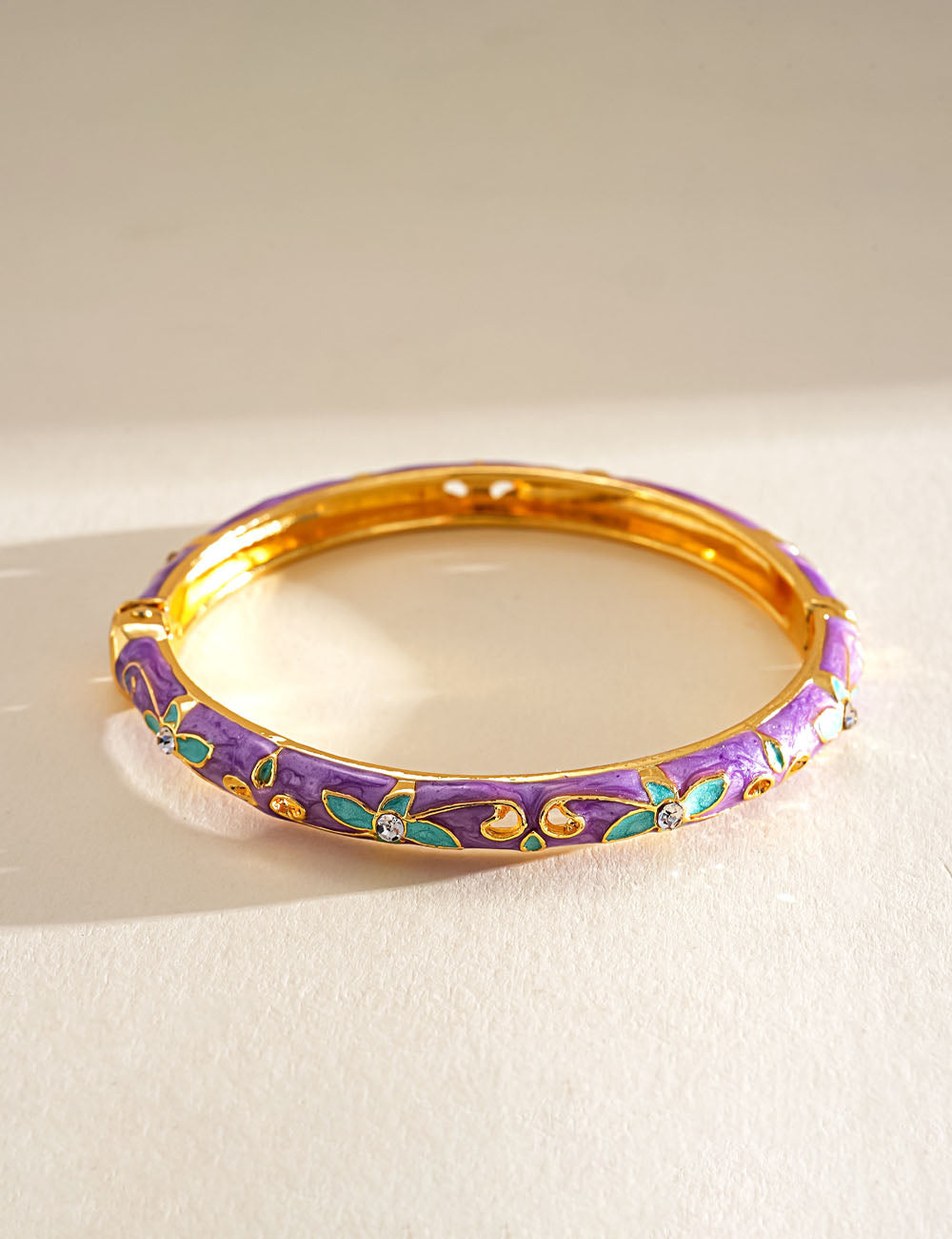 Enamel Floral Hinged Bracelet - DippedShop Wholesale - #9395