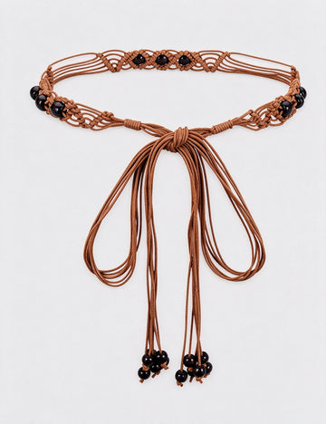 Ethnic-Style Handmade Weave Beaded Waist Belt 6W6JBT242