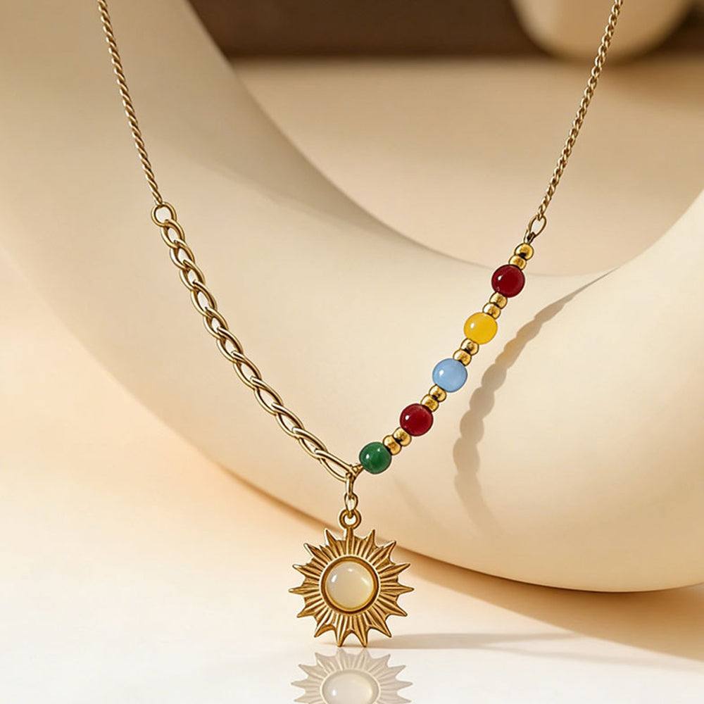 Sun Pendant Bead Necklace - DippedShop Wholesale - #6211