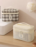 Retro Plaid Pattern Large Capacity Cosmetic Bag 6S5CO119