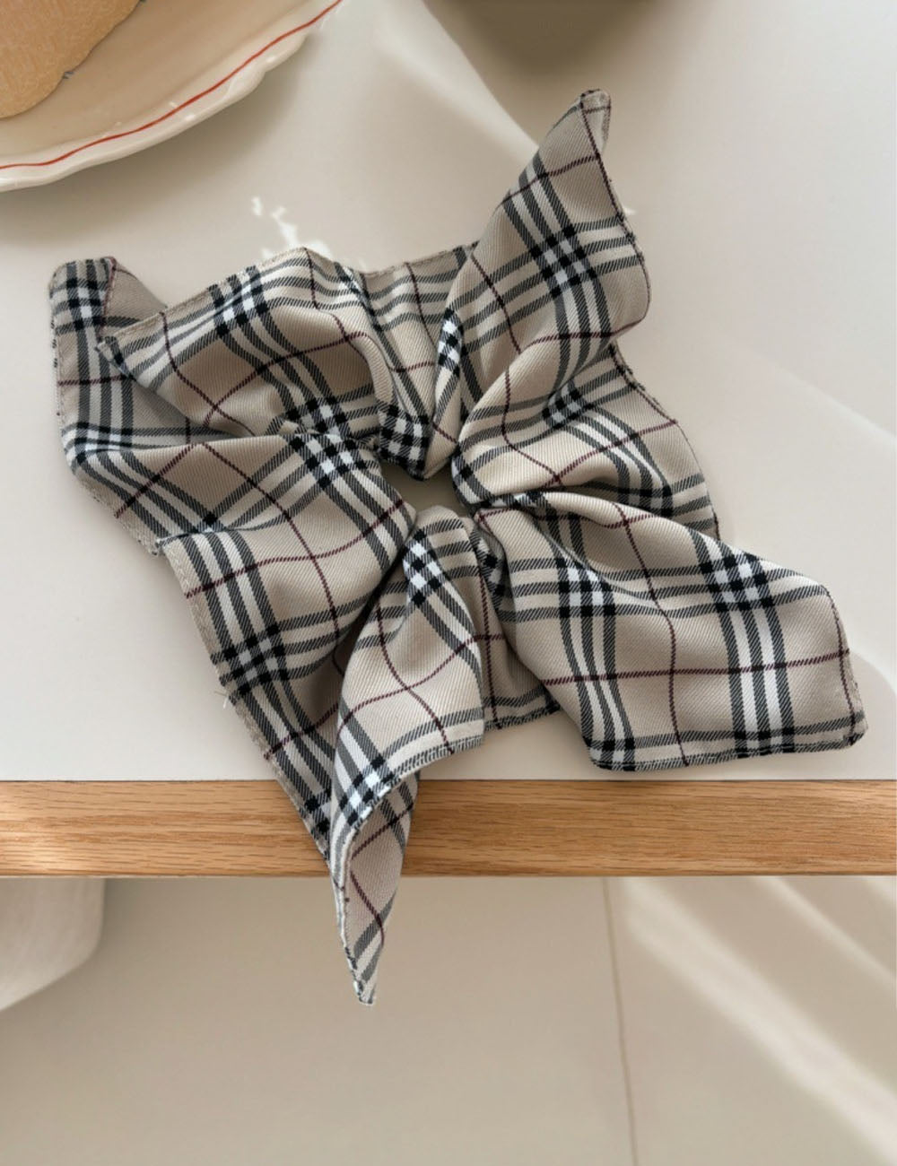Minimalist Plaid Square Ruffled Hair Scrunchies MK2BW6W6HSR57