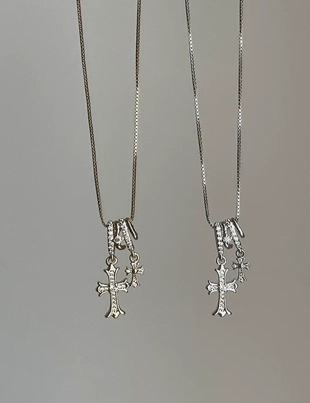 Elegant Rhinestones Cross Pendant Choker Necklace 6W6JNC652