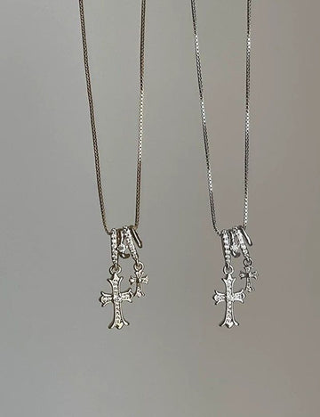 Elegant Rhinestones Cross Pendant Choker Necklace 6W6JNC652