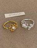 Floral Pearl Open Ring - DippedShop Wholesale - #9971