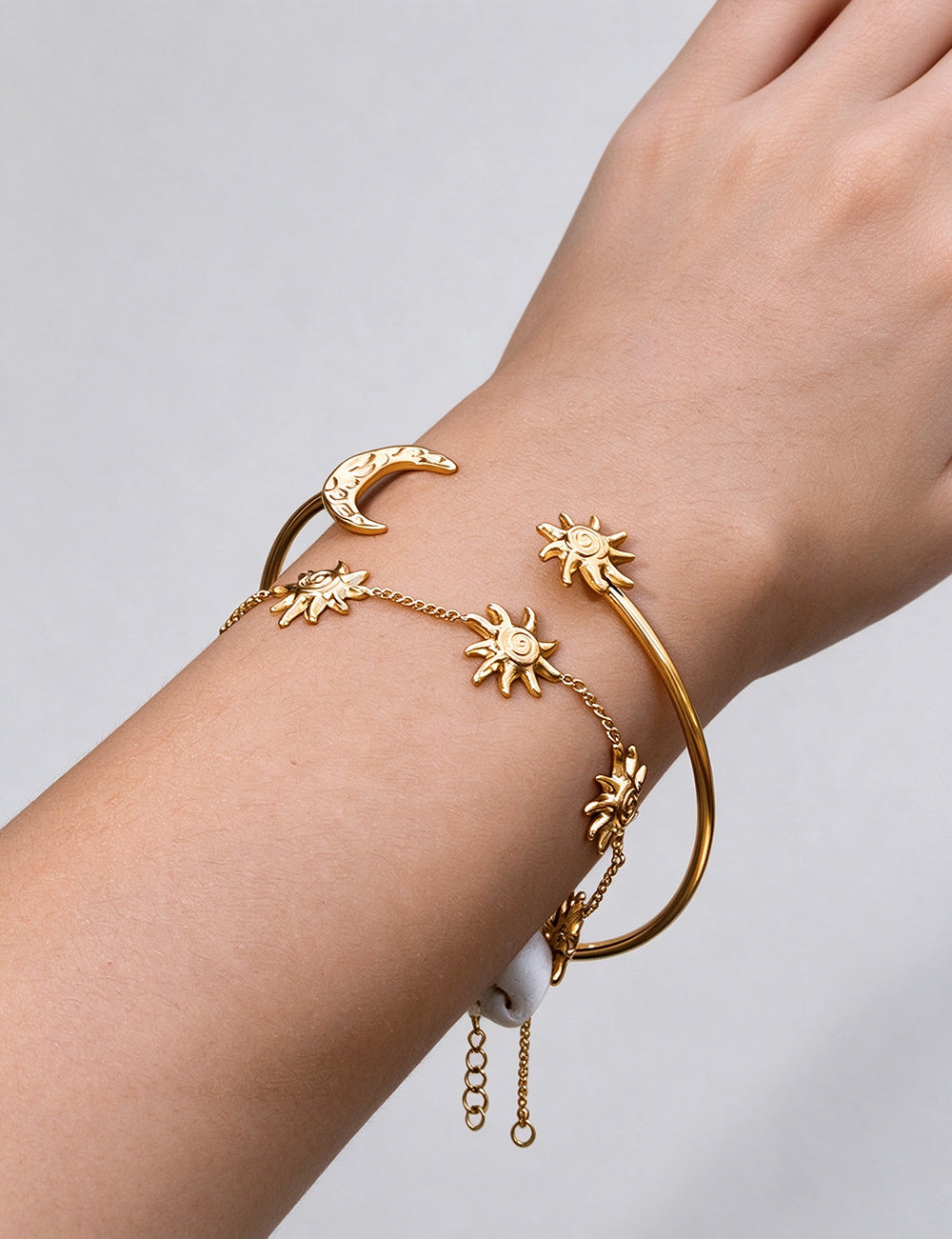 Sun Moon Open Bracelet - DippedShop Wholesale - #7587