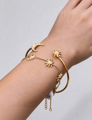 Sun Moon Open Bracelet - DippedShop Wholesale - #7587