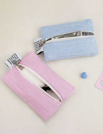 Simple Color Block Striped Key Coin Purse 6S10BWB115