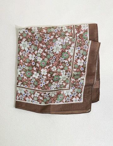 Sweet Color Block Floral Print Silk Scarf 6W6NSI182