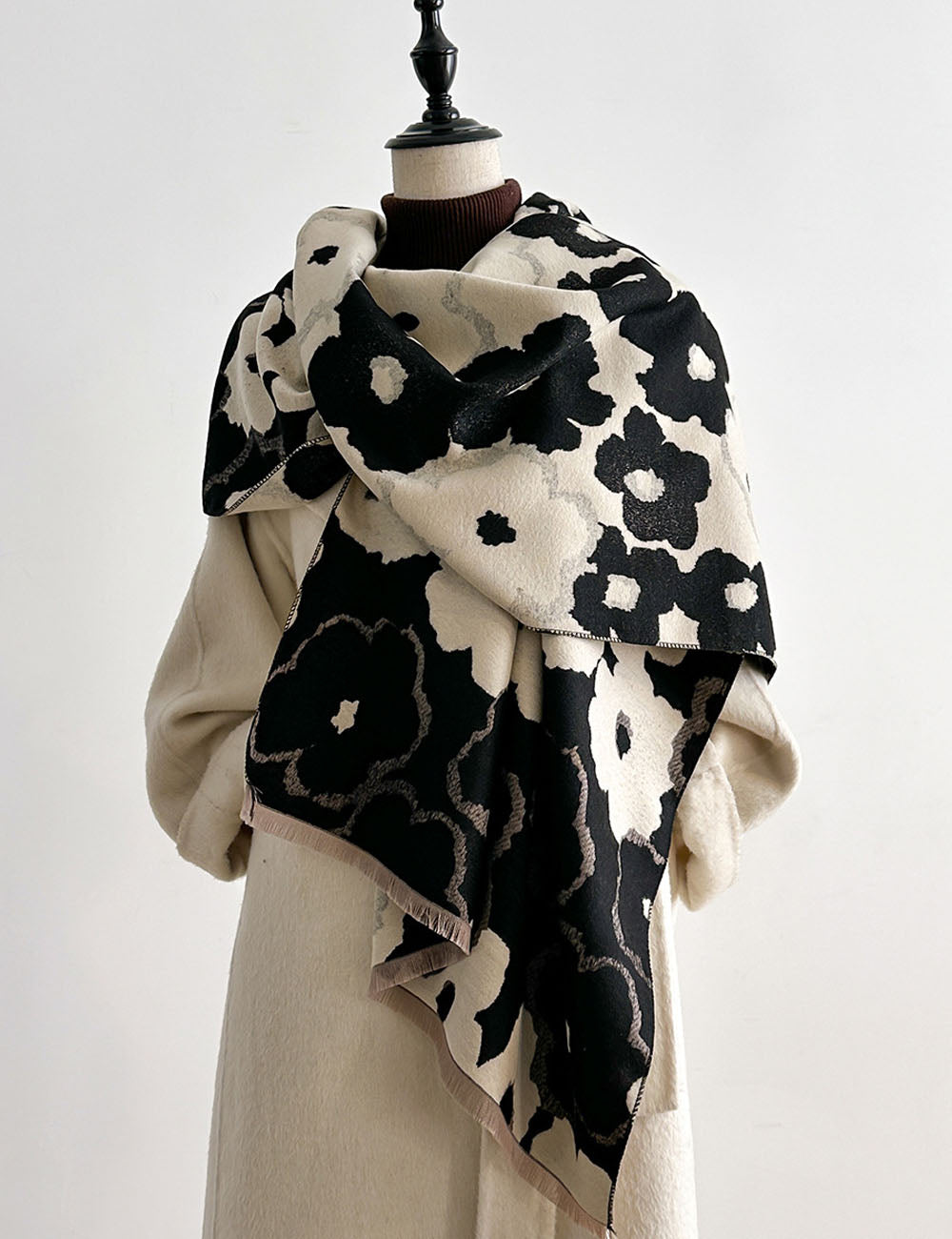 Winter Double-Sided Floral Print Shawl Wrap Scarf 6W6NSC126