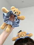 Cute Plush Bear Plaid Print Scrunchies 6W6HSR509