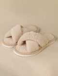 Fuzzy Cross Band Slippers - DippedShop Wholesale - #5699