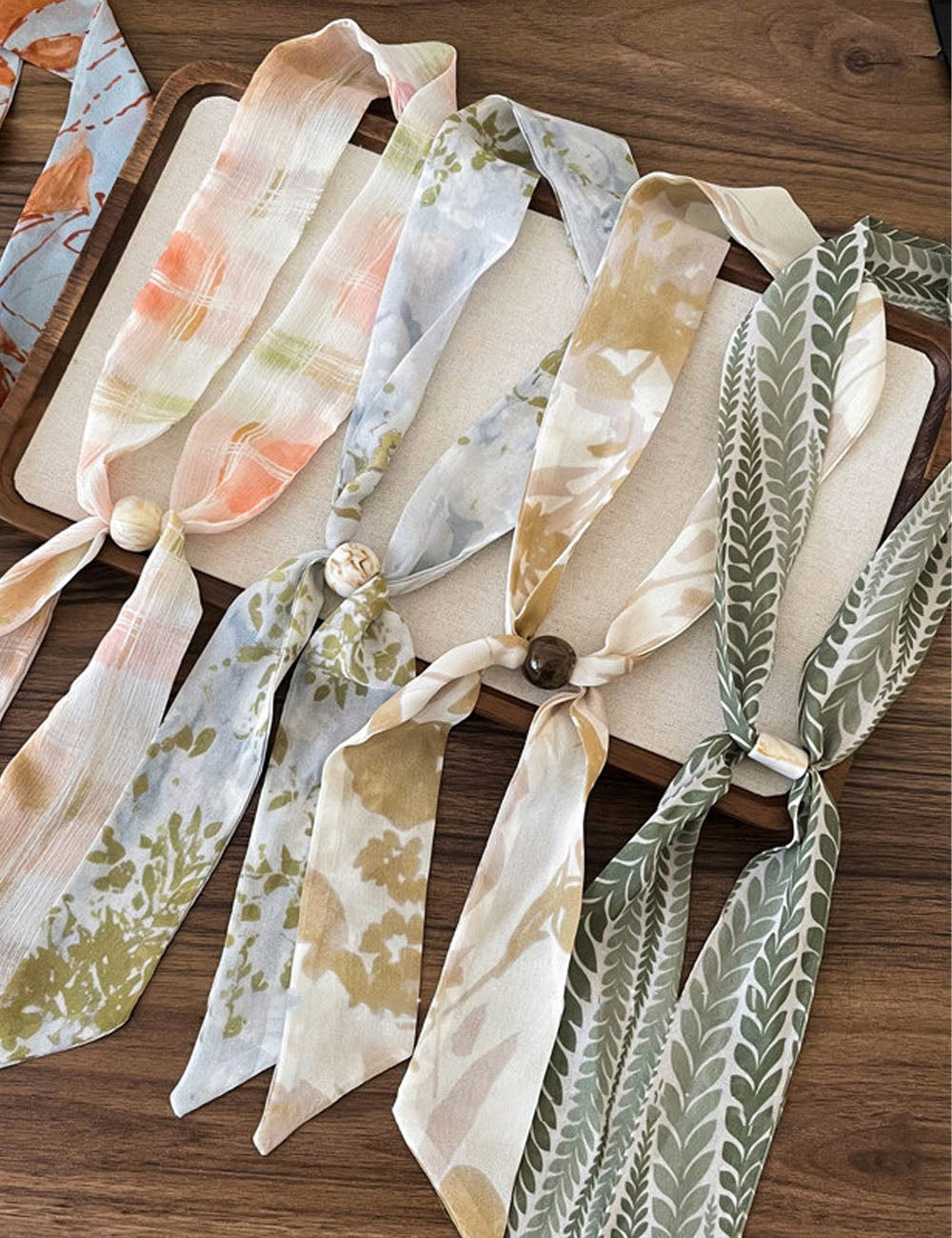 Floral Beaded Silk Scarf - DippedShop Wholesale - #9475