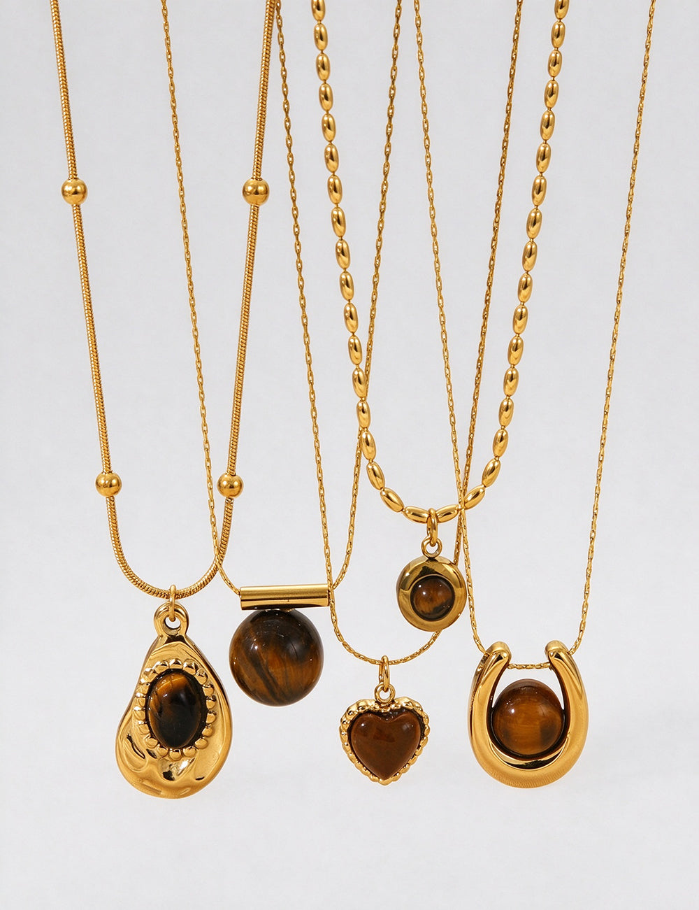 Tiger Eye Pendant Necklace - DippedShop Wholesale - #7091