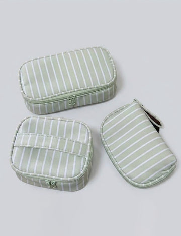 Stylish Color Block Striped Portable Makeup Bag MK2BW6S10BOB72