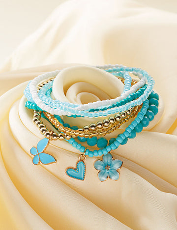 Boho Flower Butterfly Multi-Layer Beaded Bracelet 6W6JBR507