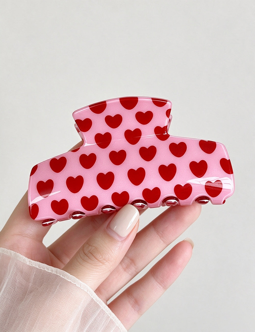 Heart Print Hair Claw - DippedShop Wholesale - #0883