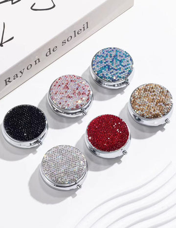 Rhinestone Round Mirror Case - DippedShop Wholesale - #7283