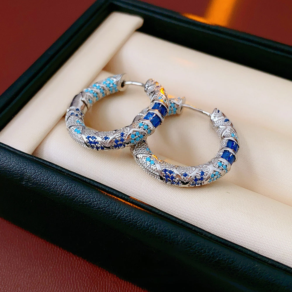 Retro Cubic Zirconia Statement Hoop Earrings 6W6JER741