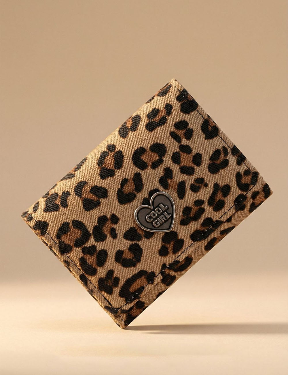 Vintage Leopard Print Tri-Fold Credit Card Wallet 6S10BWB85