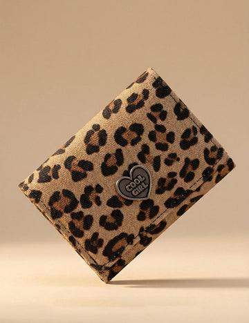 Vintage Leopard Print Tri-Fold Credit Card Wallet 6S10BWB85