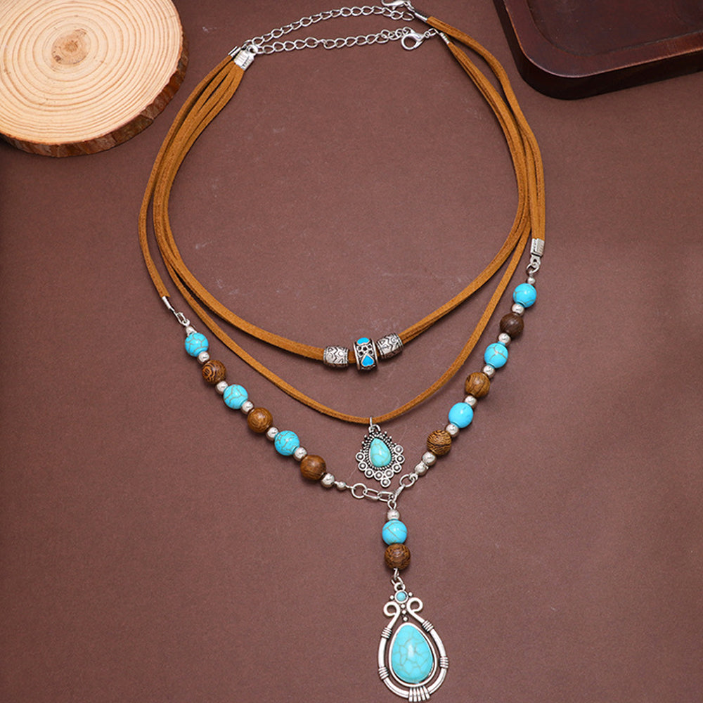 Multi-Layer Wooden Bead Necklace - DippedShop Wholesale - #1571