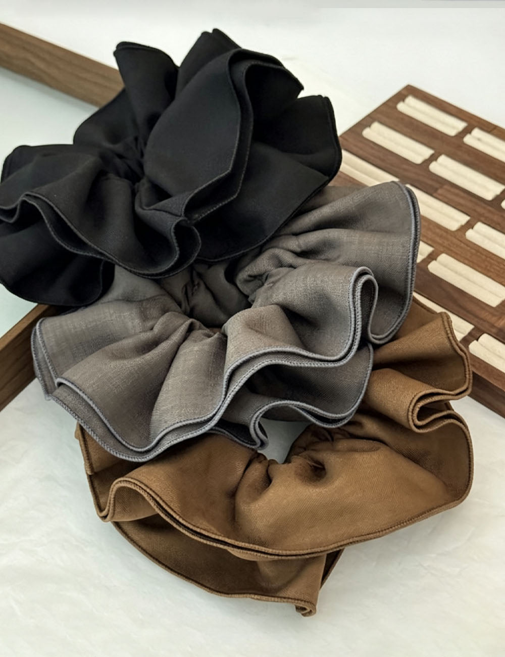 Minimalist Solid Color Double Layer Scrunchies 6W6HSR352