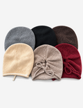 Simple Solid Color Drawstring Knit Beanie Hat 6W6HAT719