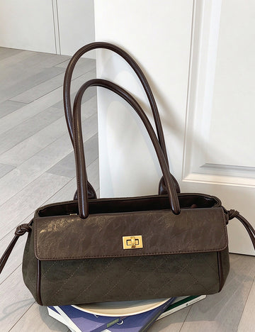 Vintage Quilted Faux Suede Baguette - DippedShop Wholesale - #0531