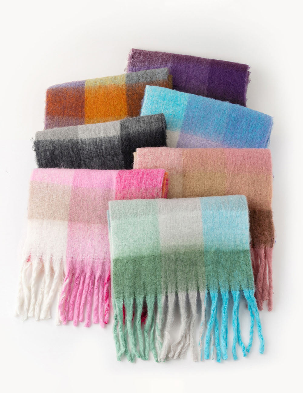 Plaid Tassel Scarf - DippedShop Wholesale - #0691