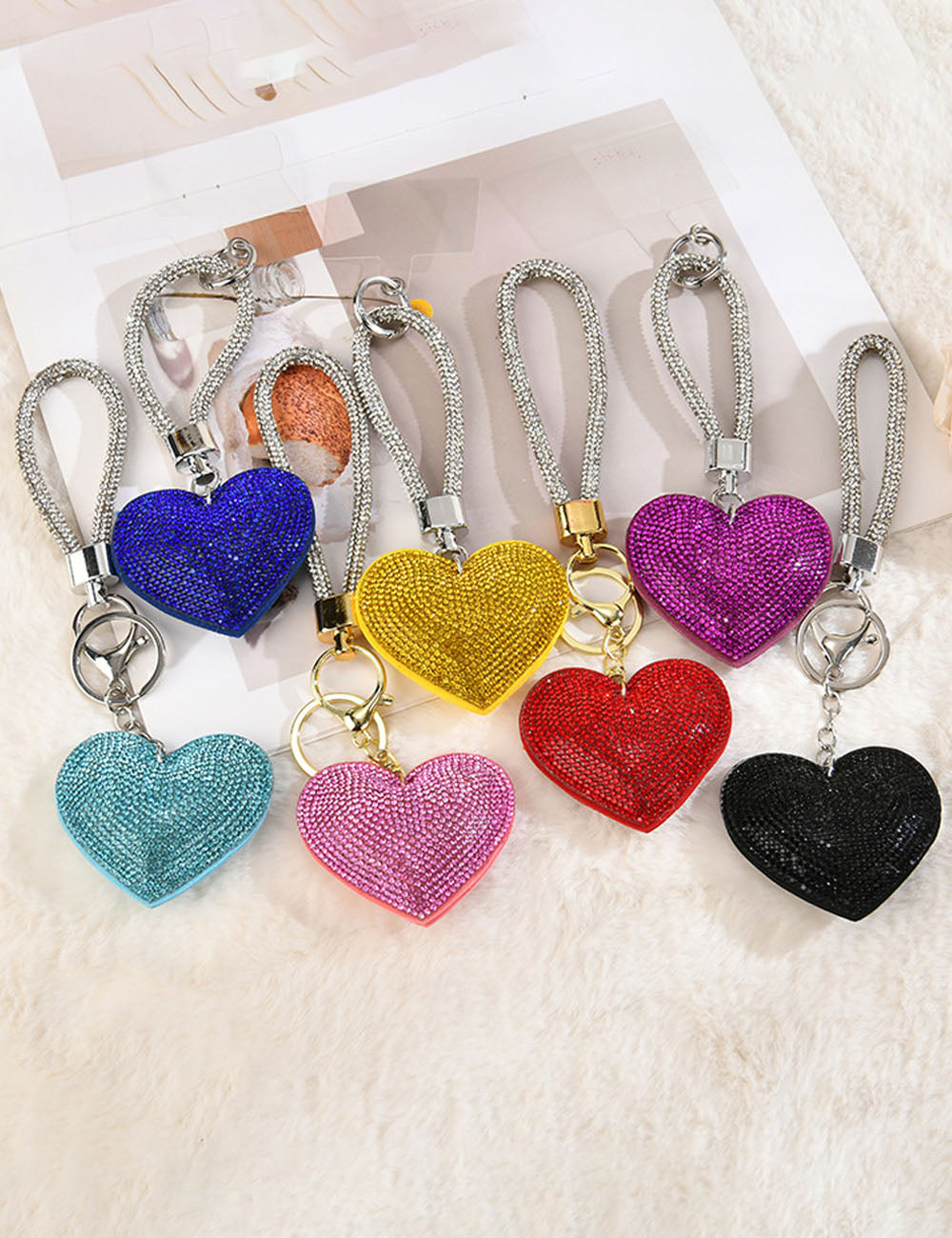 Rhinestone Heart Bag Charm - DippedShop Wholesale - #0963